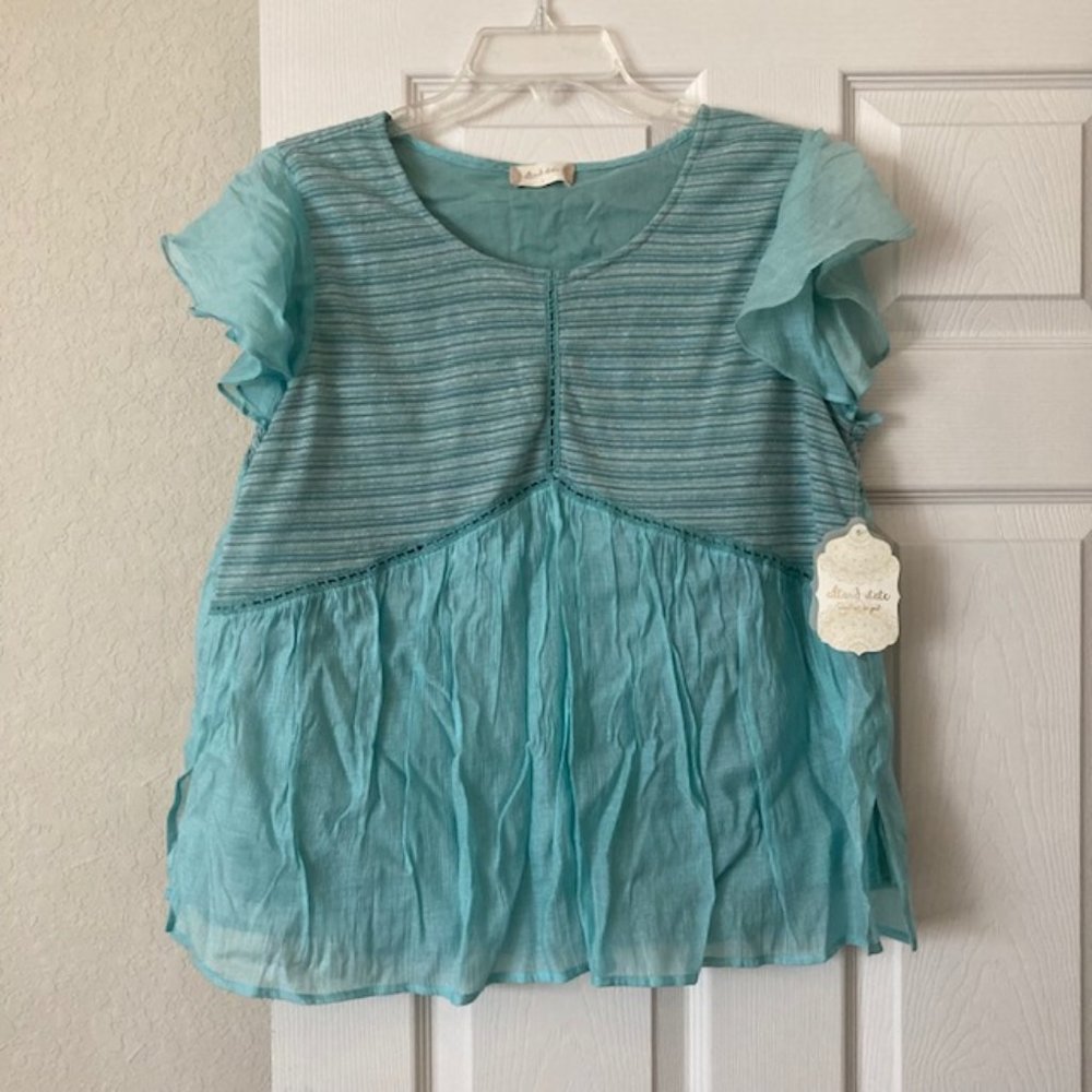 Altar'd State Sea Blue Gauze blouse size lg - NWT